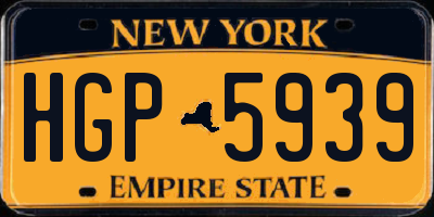 NY license plate HGP5939