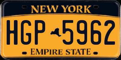 NY license plate HGP5962