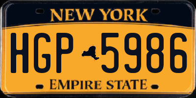 NY license plate HGP5986