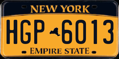 NY license plate HGP6013