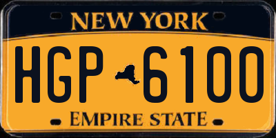 NY license plate HGP6100