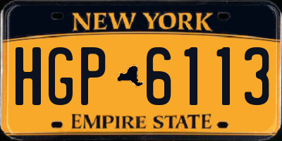 NY license plate HGP6113