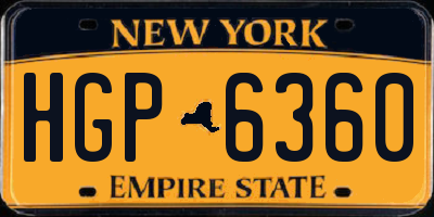 NY license plate HGP6360