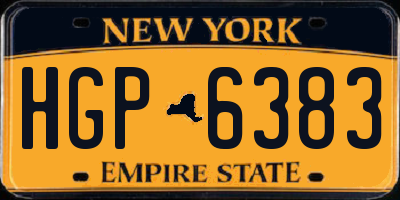 NY license plate HGP6383