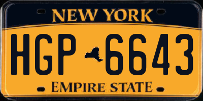 NY license plate HGP6643