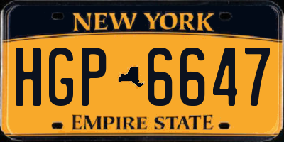 NY license plate HGP6647