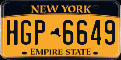 NY license plate HGP6649