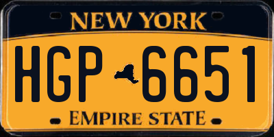 NY license plate HGP6651