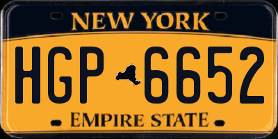 NY license plate HGP6652