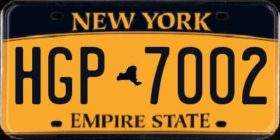 NY license plate HGP7002