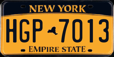 NY license plate HGP7013