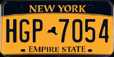 NY license plate HGP7054