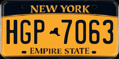 NY license plate HGP7063