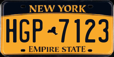 NY license plate HGP7123