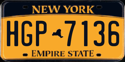 NY license plate HGP7136