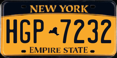 NY license plate HGP7232