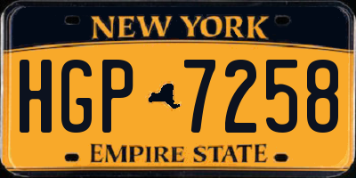 NY license plate HGP7258