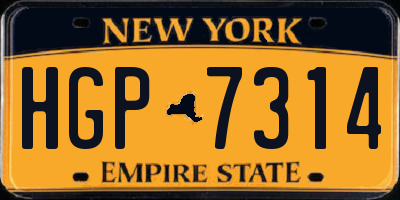 NY license plate HGP7314