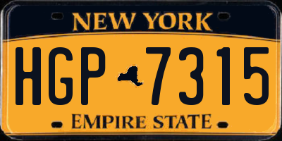 NY license plate HGP7315