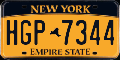NY license plate HGP7344