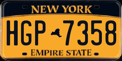 NY license plate HGP7358