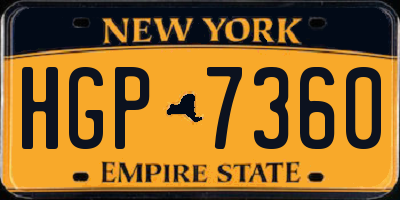 NY license plate HGP7360