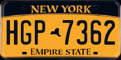 NY license plate HGP7362