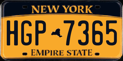 NY license plate HGP7365