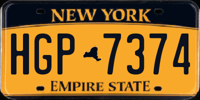 NY license plate HGP7374