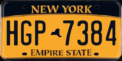 NY license plate HGP7384