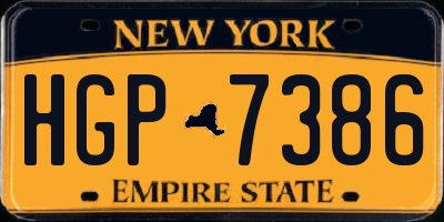 NY license plate HGP7386