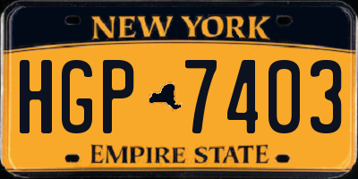 NY license plate HGP7403