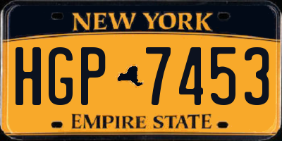 NY license plate HGP7453