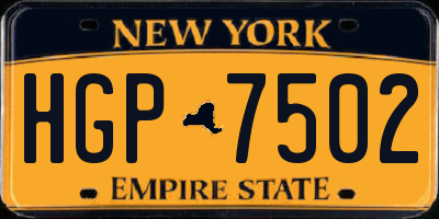 NY license plate HGP7502