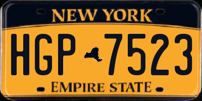 NY license plate HGP7523