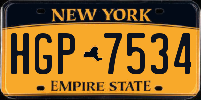 NY license plate HGP7534