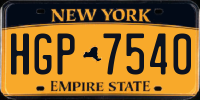 NY license plate HGP7540