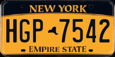 NY license plate HGP7542