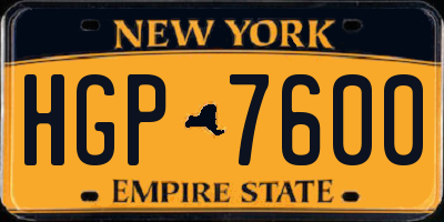 NY license plate HGP7600