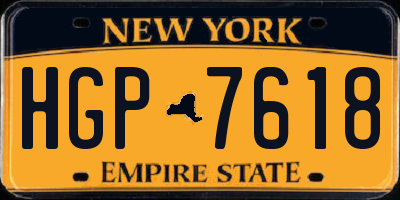 NY license plate HGP7618