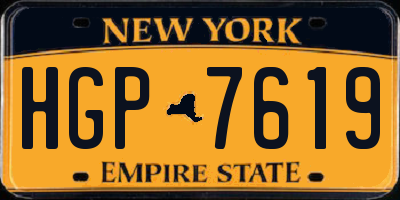 NY license plate HGP7619