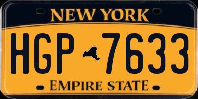 NY license plate HGP7633