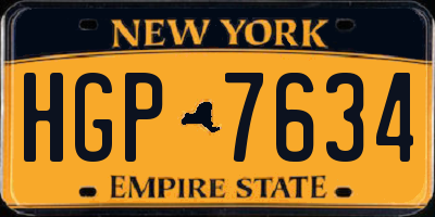 NY license plate HGP7634