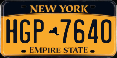 NY license plate HGP7640