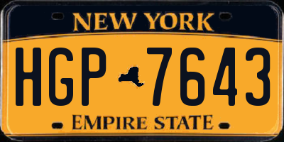 NY license plate HGP7643