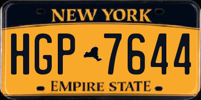 NY license plate HGP7644