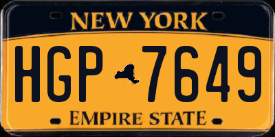 NY license plate HGP7649