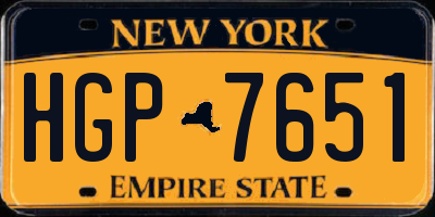 NY license plate HGP7651