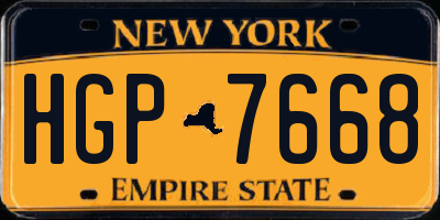 NY license plate HGP7668