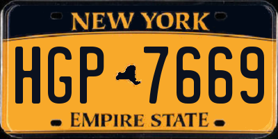 NY license plate HGP7669